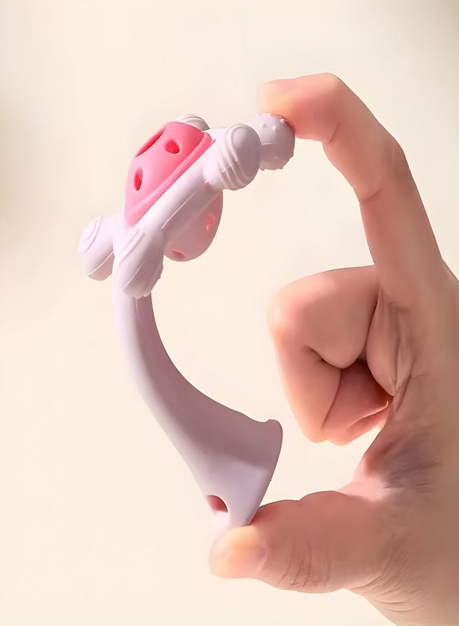 CUTEABLY خشخيشة تسنين للأطفال من كيوتابي، جونجونا، ألعاب تغذية الأطفال (وردي) - Image 2